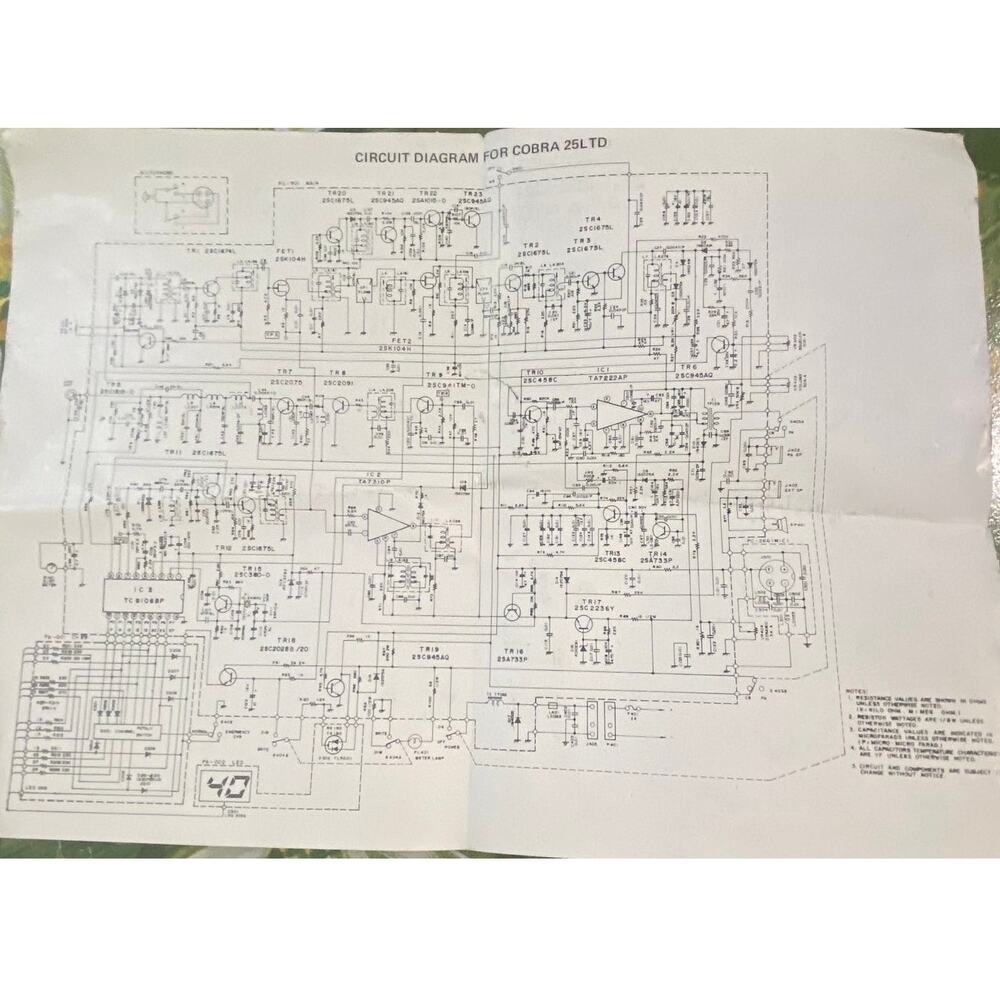 Circuit Diagram Cobra 25LTD CB Mobile Radio 40 Channel OEM Vintage Ephemera